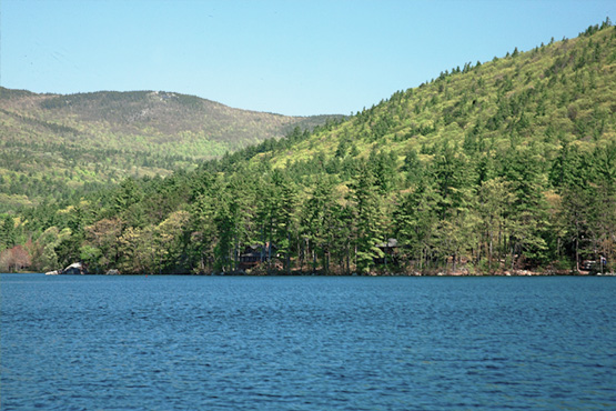 lake with mountains in background