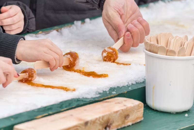 maple taffy on snow