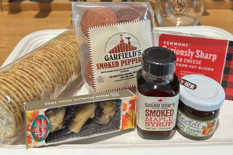 crackers, meats, and maple syrup