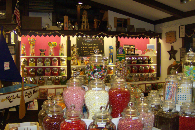 display of chocolates and desserts inside kellerhaus
