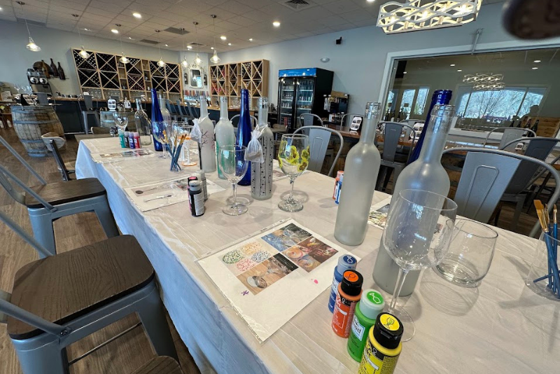 craft table setup at seven birches winery